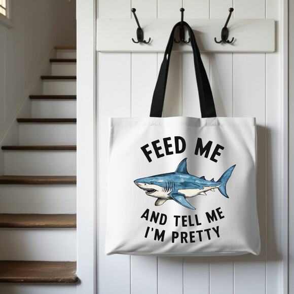 Feed Me and Tell Me I'm Pretty Sassy Shark Tote Bag - Picture 3 of 3